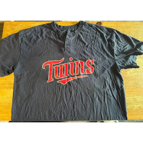 Vintage Minnesota Twins Shirt 2XL Single Stitch Majestic Jersey XXL Blue MLB - Picture 1 of 11